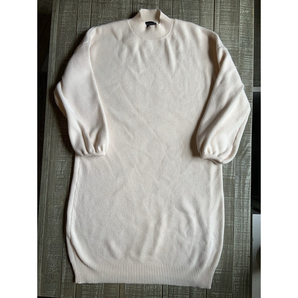 Zesica Cream Color Fuzzy Sweater Dress Half Sleeve Curvy Winter Cozy Size Small